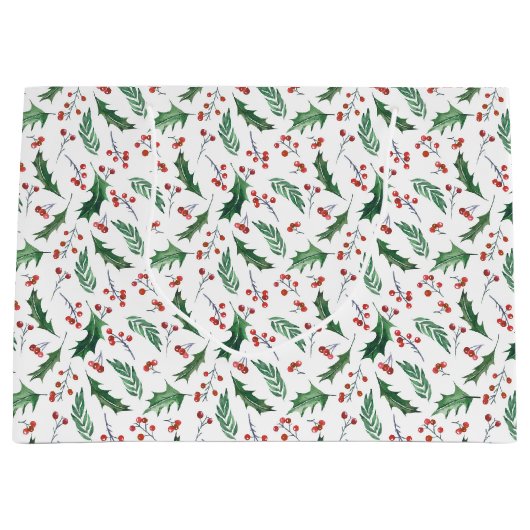 Holly Red Berry-kerstpatroon Groot Cadeauzakje (Voorkant)