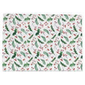 Holly Red Berry-kerstpatroon Groot Cadeauzakje (Achterkant)