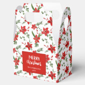 Holly Red Floral Holiday Waterverf Kerstmis Bedankdoosjes (Geopend)
