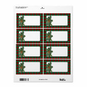  Holly Red Green Plaid Blank vakantielabel Etiket (Full Sheet)