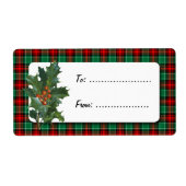 Holly Red Green Plaid Holiday Gift Label (Voorkant)
