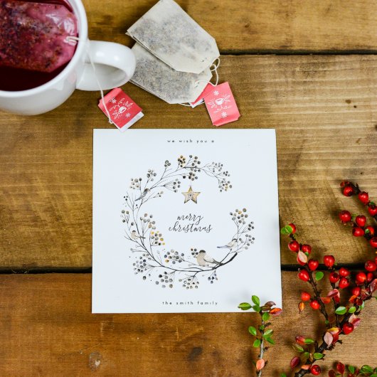 Holly Red Minimal Square Flat Merry kerstster Feestdagenkaart