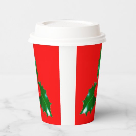 Holly Red Paper Cups Papieren Bekers (Links)