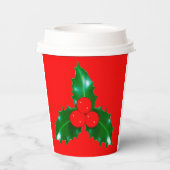 Holly Red Paper Cups Papieren Bekers (Achterkant)