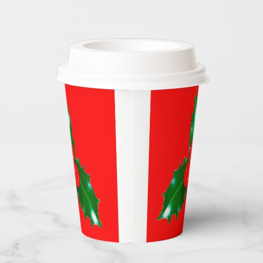 Holly Red Paper Cups Papieren Bekers (Rechts)