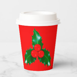 Holly Red Paper Cups Papieren Bekers
