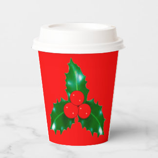 Holly Red Paper Cups Papieren Bekers