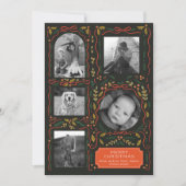 Holly Red Ribbon Kerstfoto Collage Feestdagenkaart (Voorkant)