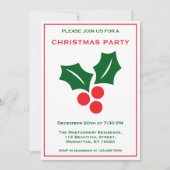 Holly Red White en Green Naam Fun Christmas Party Kaart (Voorkant)