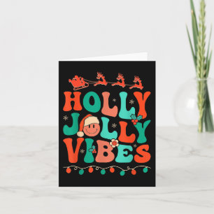 Holly Retro Groovy Kerstmis Jolly Vibes Santa Hip Kaart