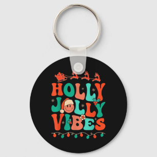 Holly Retro Groovy Kerstmis Jolly Vibes Santa Hip Sleutelhanger