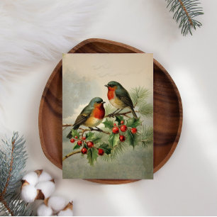 Holly Robin Birds Zakelijke Kerstvakantie Kaart