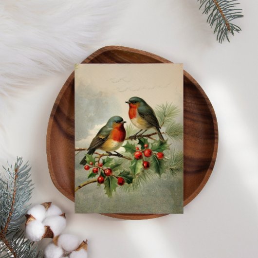 Holly Robin Birds Zakelijke Kerstvakantie Kaart