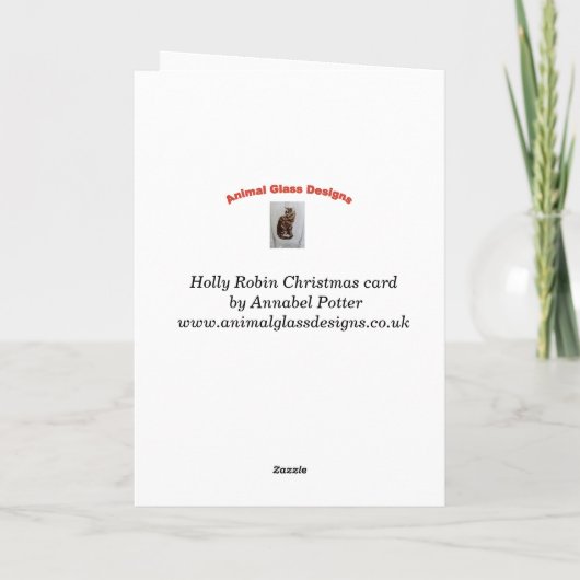 Holly Robin Festive Art Feestdagen Kaart (Achterkant)