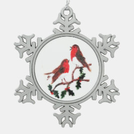 Holly Robin Festive Art Tin Sneeuwvlok Ornament