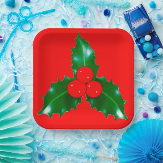 Holly rode papieren Borden Papieren Bordje (Feest)