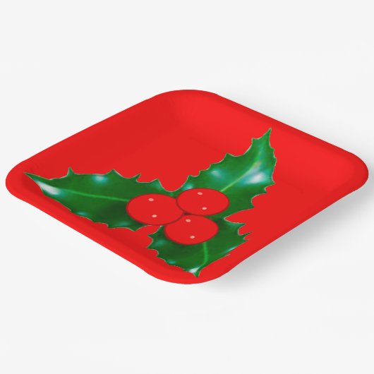 Holly rode papieren Borden Papieren Bordje (Gebogen)