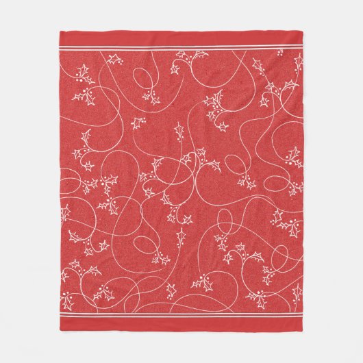  Holly Rood en Wit Vakantie Kerstmis Fleece Deken (Voorkant)