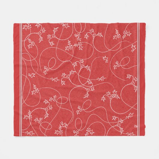 Holly Rood en Wit Vakantie Kerstmis Fleece Deken (Voorkant (Horizontaal))