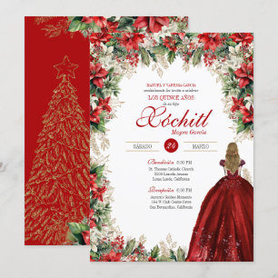 Holly rood wit groen winter vakantie quinceañera kaart