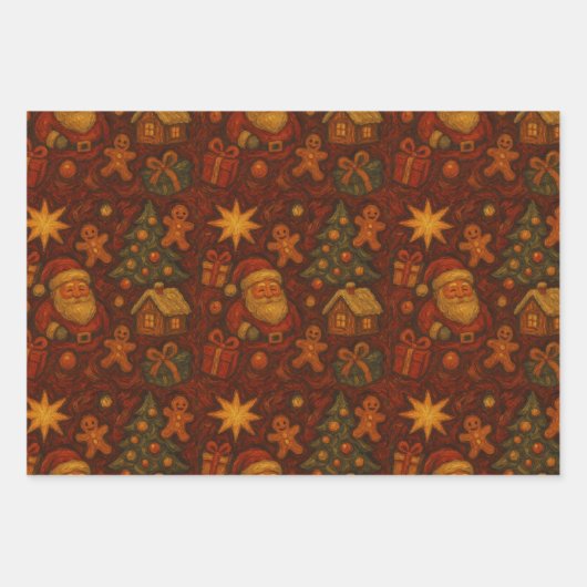 Holly & Santa Magic Wrap Inpakpapier Vel (Voorkant 3)