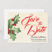 Holly Save the Date Briefkaart (Voorkant / Achterkant)