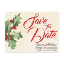  Holly Save the Date Briefkaart