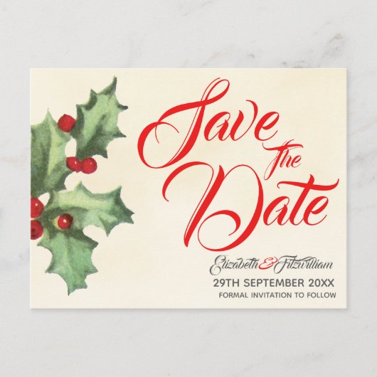 Holly Save the Date Briefkaart (Voorkant)
