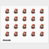 Holly schattig meisje kerst ronde sticker (Vel)