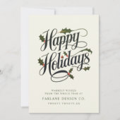 Holly Script Elegant Professional Business Happy Feestdagenkaart (Voorkant)
