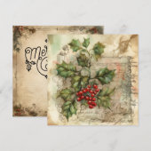 Holly Shabby Wenskaart Feestdagenkaart (Voorkant / Achterkant)