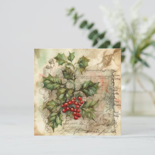 Holly Shabby Wenskaart Feestdagenkaart (Staand voorkant)