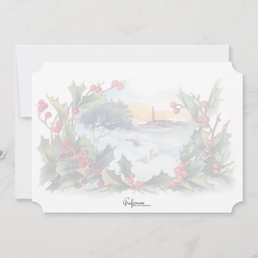  Holly, Silver Bell en Winter Scene Feestdagenkaart (Achterkant)