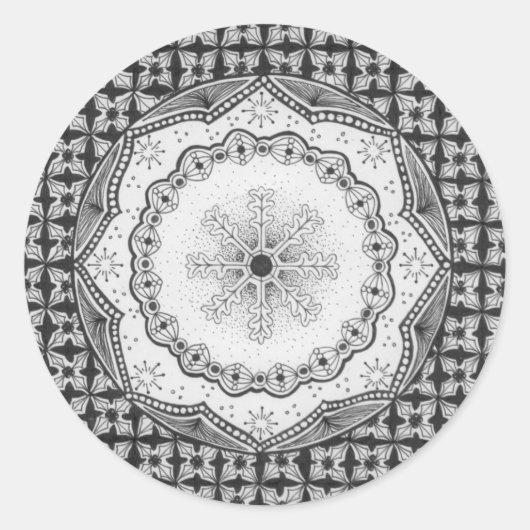 Holly & Sneeuwvlok Ronde Sticker (Voorkant)