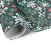  Holly Sneeuwvlokken Kerst Wrapping Papier (Rol Hoek)