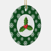 Holly Sneeuwvlokken Kerstgroen Keramisch Ornament (Rechts)