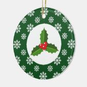Holly Sneeuwvlokken Kerstgroen Keramisch Ornament (Links)