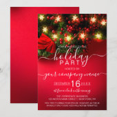 Holly Snowflake Hanging Lights Corporate Holiday Kaart (Voorkant / Achterkant)