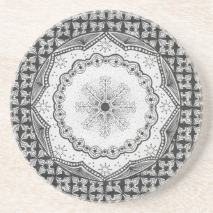 Holly & Snowflake Sandstone Onderzetter