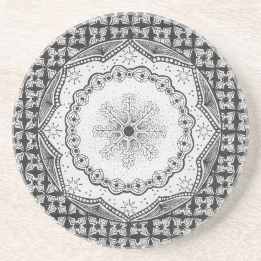 Holly & Snowflake Sandstone Onderzetter (Voorkant)