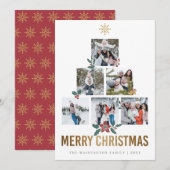 Holly & Snowflakes | Vrolijk kerstfeest 6 Foto's Kaart (Voorkant / Achterkant)
