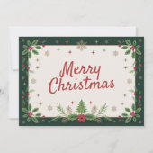 Holly & Snowflakes - Vrolijk Kerstfeest Feestdagenkaart (Voorkant)