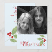 Holly Sprig Double Sided Photo Card Feestdagenkaart (Voorkant / Achterkant)