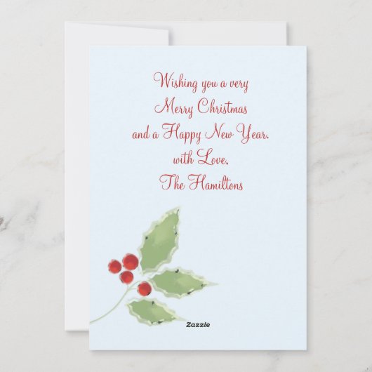 Holly Sprig Double Sided Photo Card Feestdagenkaart (Achterkant)