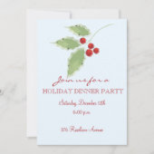 Holly Sprig Editable Invitation Kaart (Voorkant)