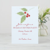 Holly Sprig Editable Invitation Kaart (Staand voorkant)