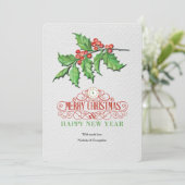 Holly Sprig Holiday Greeting Kaart (Staand voorkant)