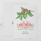 Holly Sprig Holiday Greeting Kaart (Voorkant / Achterkant)