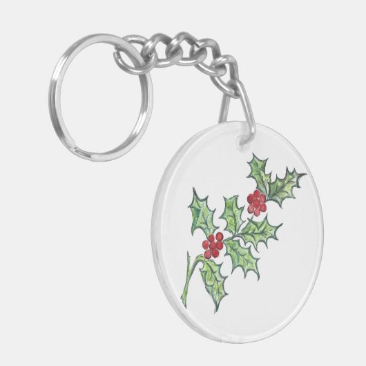 Holly Sprig op een sleutelhanger (Voorkant Links)
