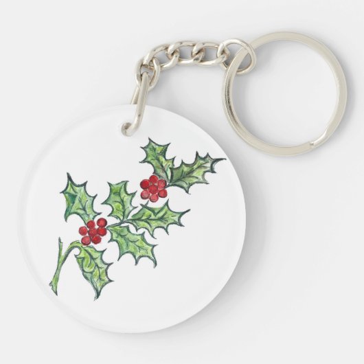Holly Sprig op een sleutelhanger (Achterkant)